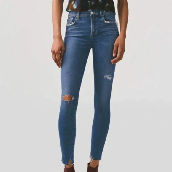 Agolde Sophie Ankle Jeans Pentacle Distressed Wash 25 - Picture 1 of 5